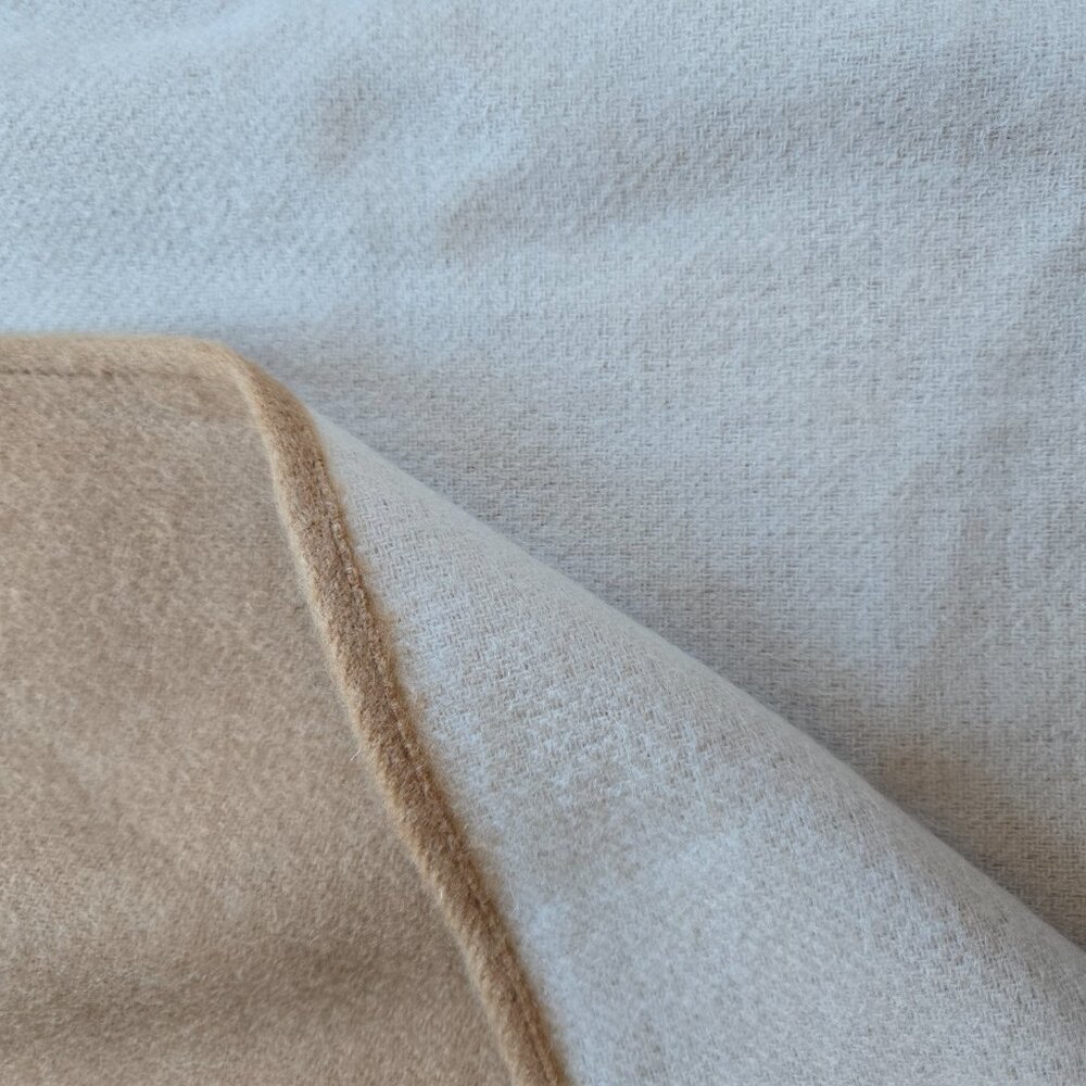 NWT Saks Reversible Merino Wool Wrap Tan & Ivory - Picture 5 of 9